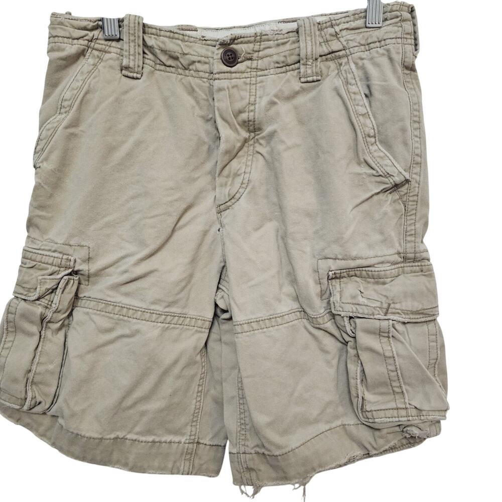 Boys Vtg Abercrombie Shorts 14 Khaki Cargo Y2K Distressed Rugged Utility Grunge